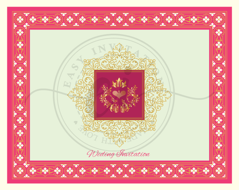 Floral Border Indian Wedding Invitation Card