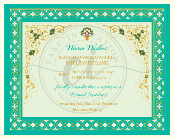 Floral Border Indian Wedding Invitation Card_EI