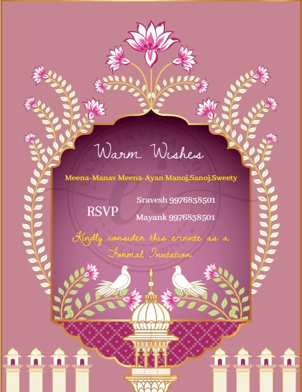 Indian Pattachitra Detailed Wedding Invitation Card_EI