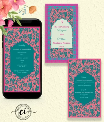 Indian Floral Background Indian Wedding E Invitation