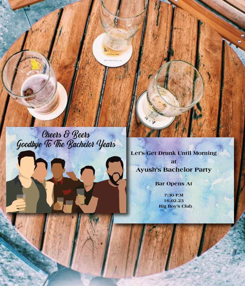 Cheers & Beers Bachelor E Invitation