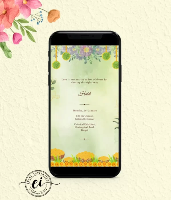 Evening Lights and Flower Wedding Invitation Card