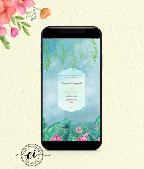 Lotus & Flamingo Wedding Invitation Card