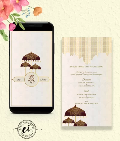 Umbrella Floret Wedding Invitation Card