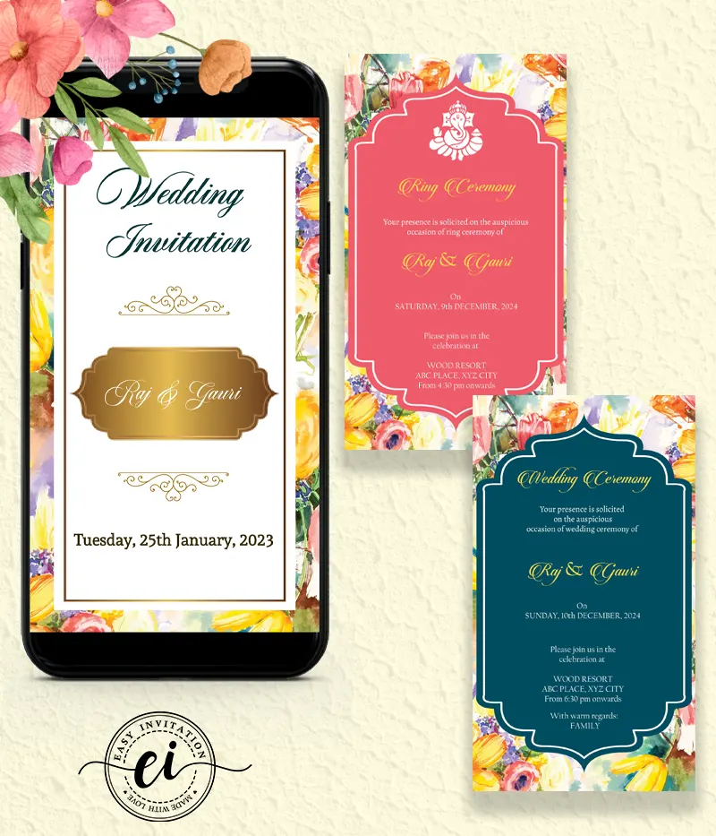 Floral Indian Wedding E Invitation