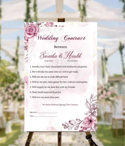 Indian Wedding Contract 1 Printable or E Invitation