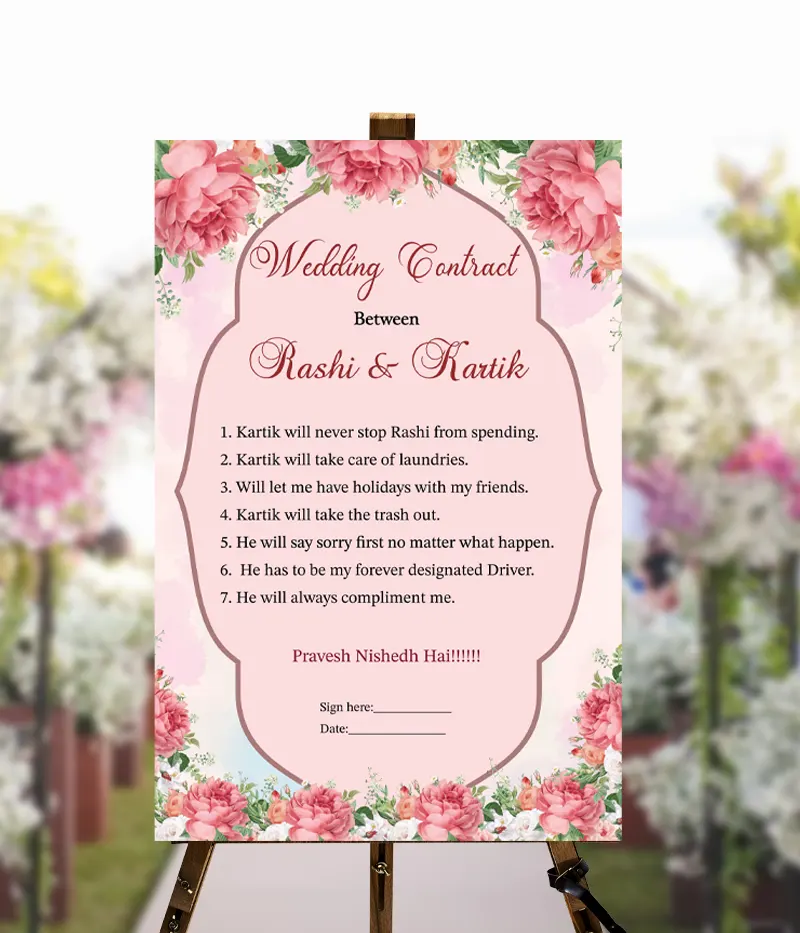 Indian Wedding Contract 2 Printable or E Invitation