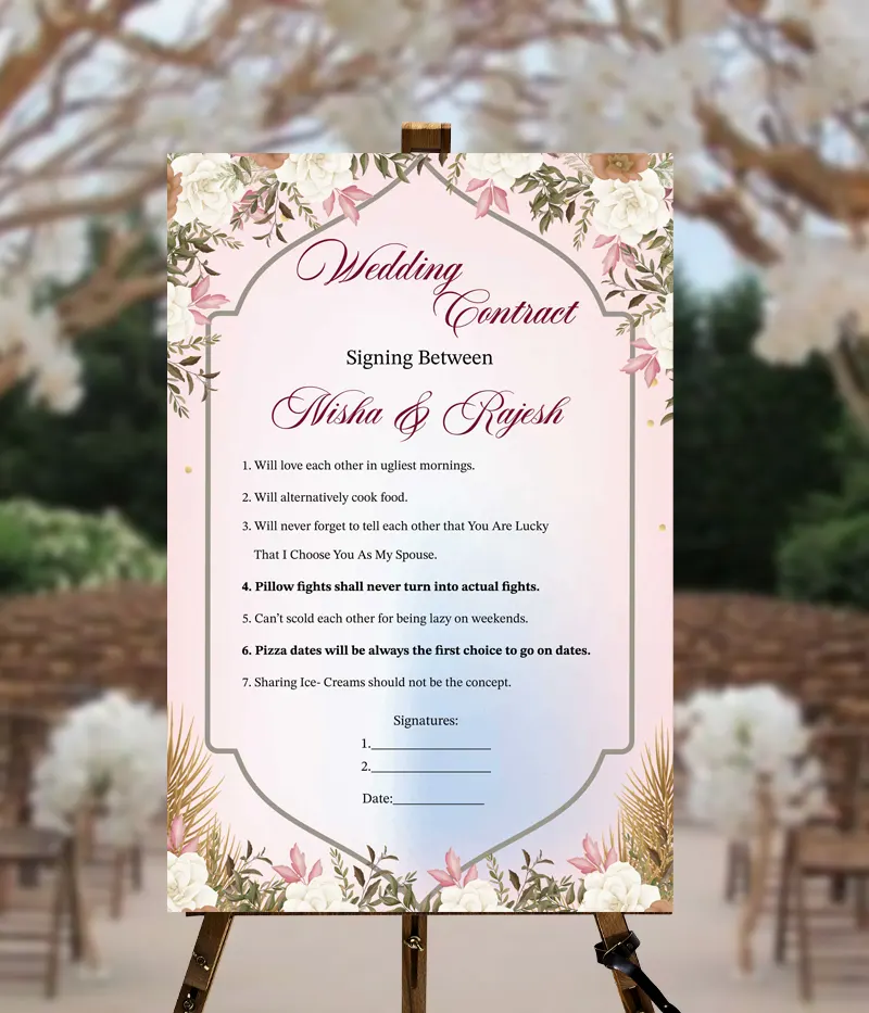 Indian Wedding Contract 4 Printable or E Invitation