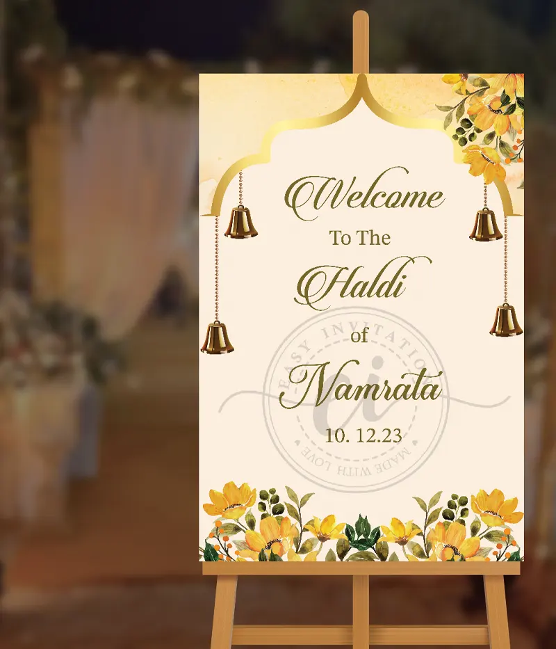 Beautiful Haldi Ceremony Indian Wedding Welcome Signage Board