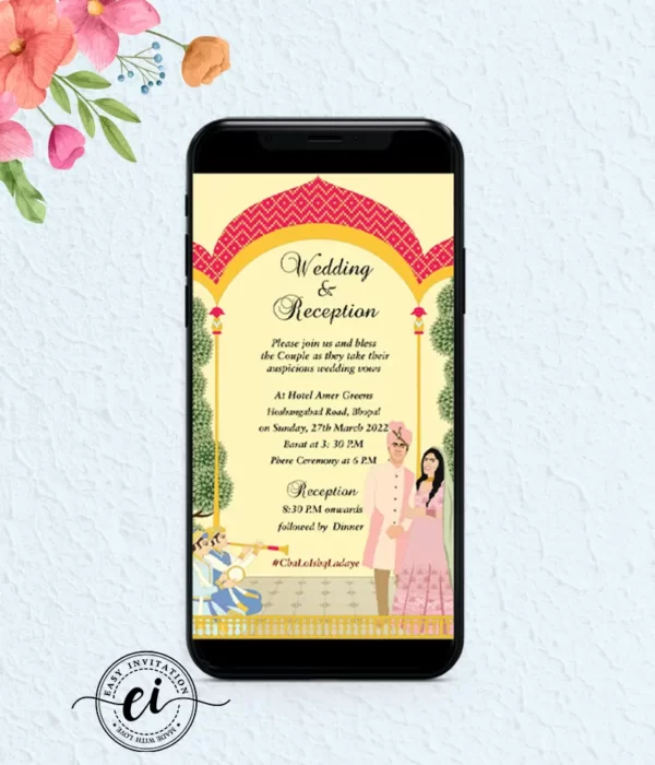 Pastel floral Indian wedding Card