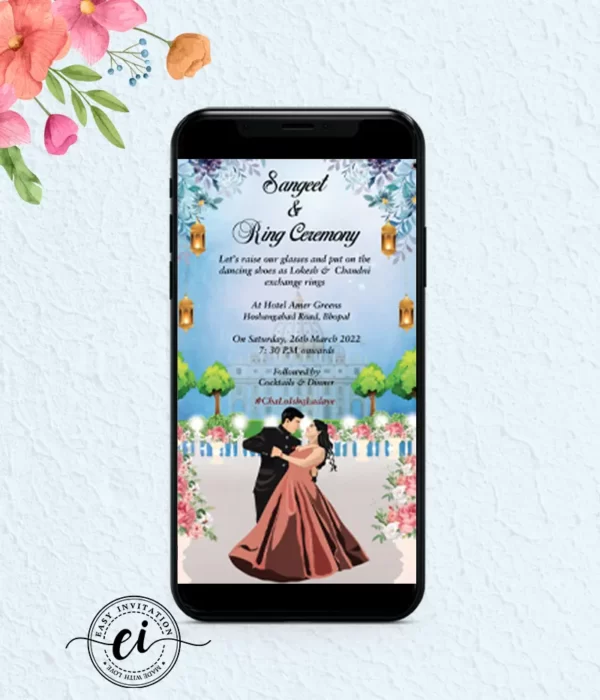 Pastel floral Indian wedding Card