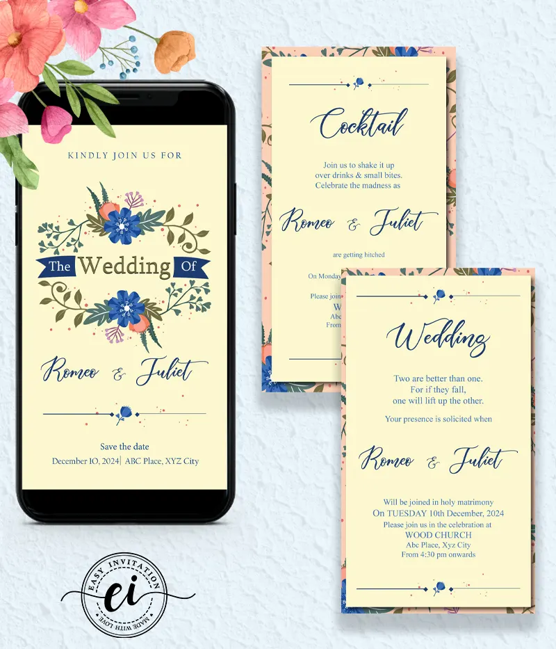 Elegant Floral Indian Wedding E Invitation Card_EI