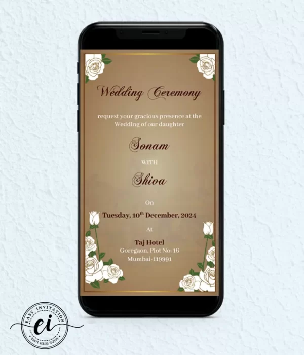 Indian Embroidery Rose Wedding Invitation Card