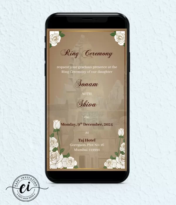 Indian Embroidery Rose Wedding Invitation Card