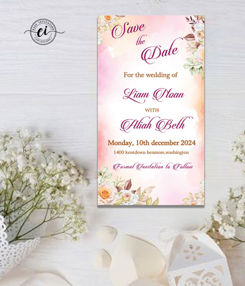 Floral Save The Date E Invitation Card