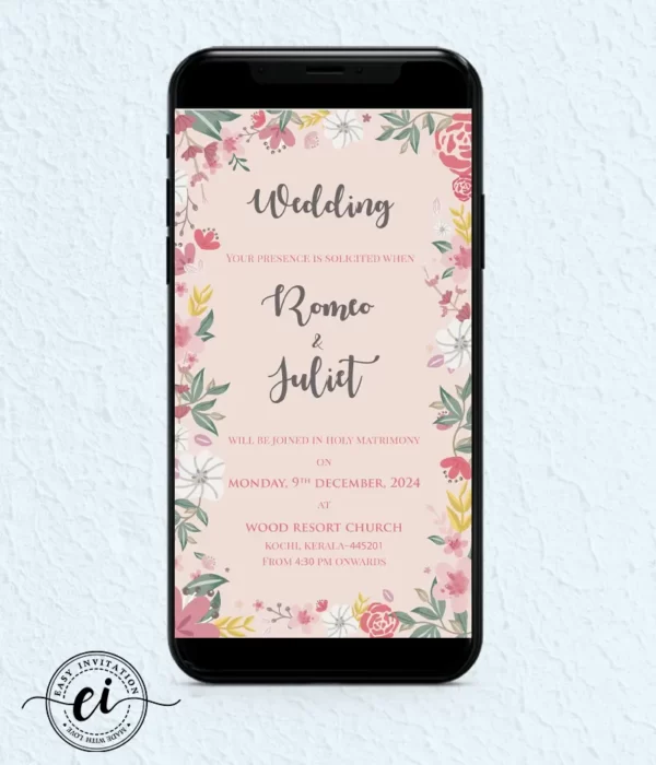 Romeo Julliet Illustrated Indian Wedding E Invitation Card