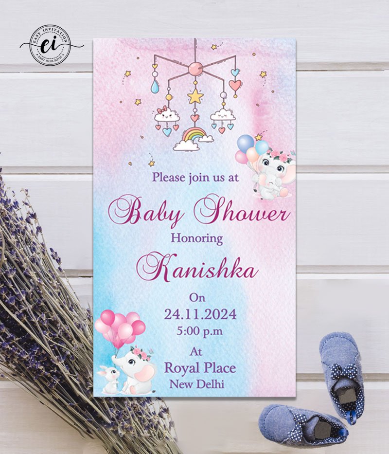 Stroller Indian Baby Shower E Invitation