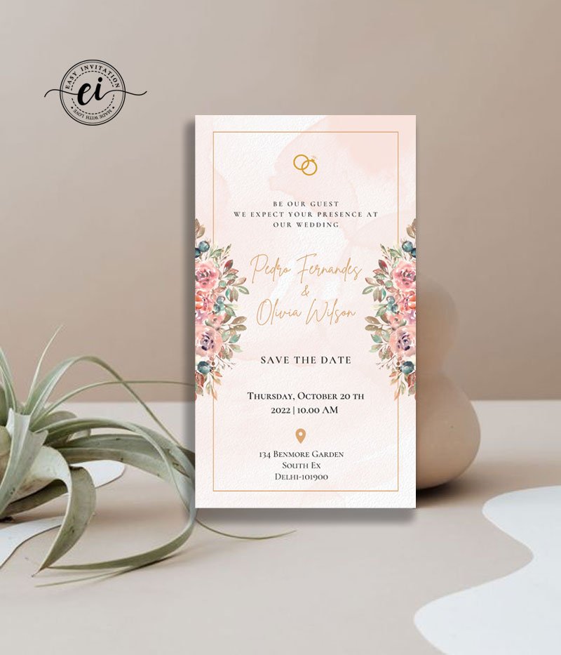 Floral and Abstract Background Indian Wedding Save The Date E Invitation