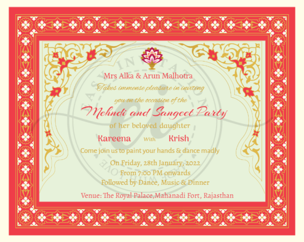 Floral Border Indian Wedding Invitation Card_EI