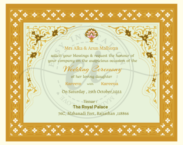 Floral Border Indian Wedding Invitation Card_EI