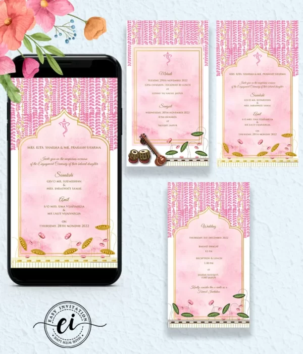 Ganesha Floral Wedding Invitation Card