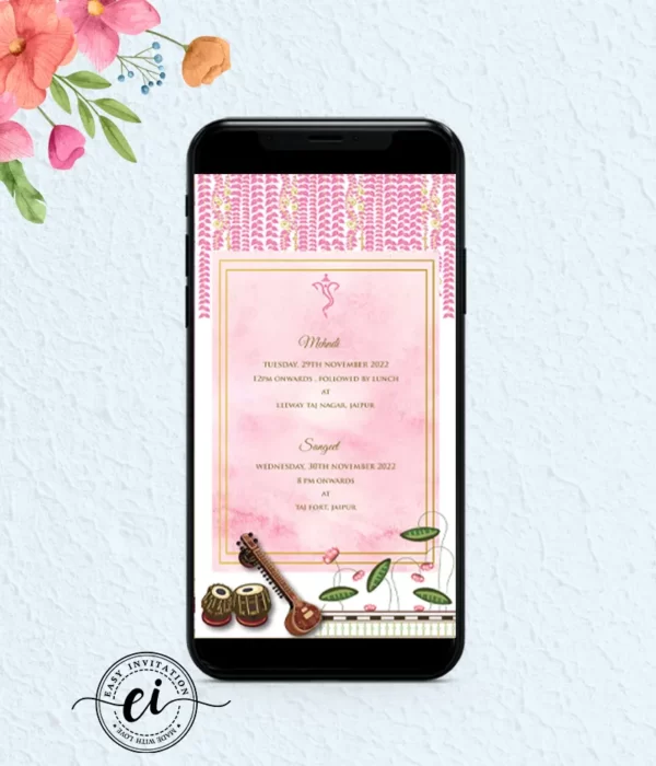 Ganesha Floral Wedding Invitation Card