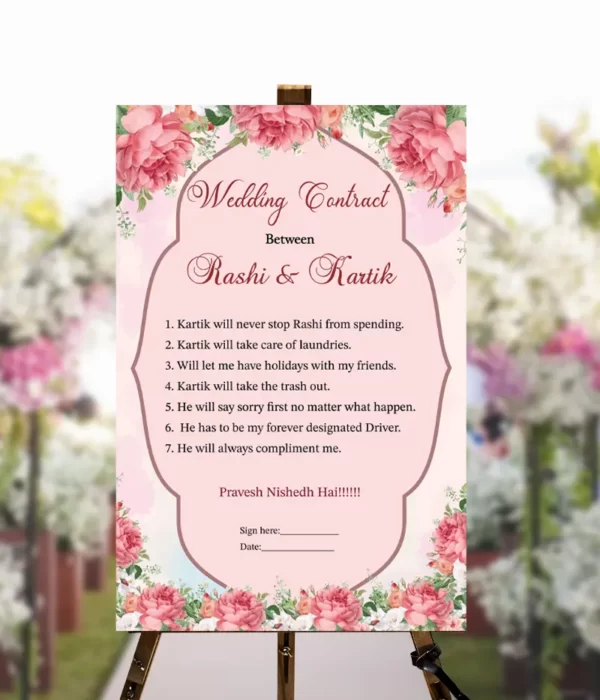 Indian Wedding Contract 2 Printable or E Invitation