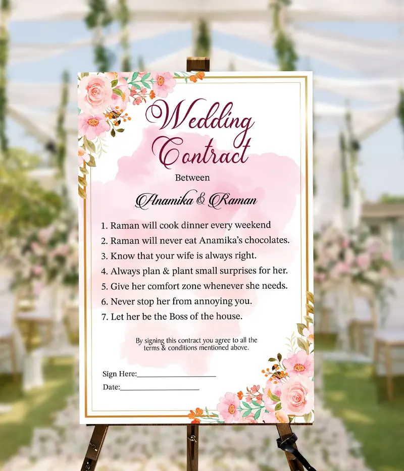 Indian Wedding Contract Printable or E Invitation