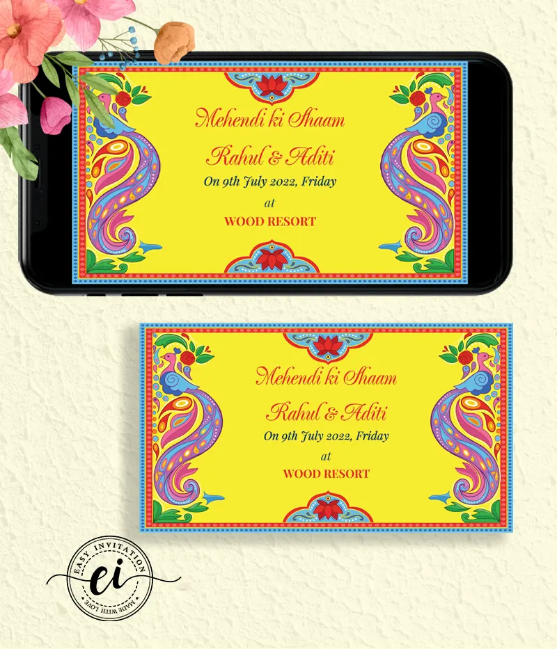 Mehndi Ki Shaam Wedding Invitation Card