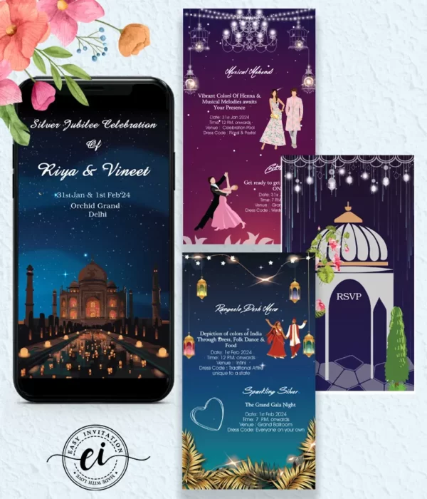 Stary night Indian Wedding E Invitation