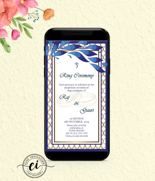 Blue Peacock Indian Wedding E Invitation