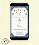 Blue and Gold Foil Indian Wedding E Invitation