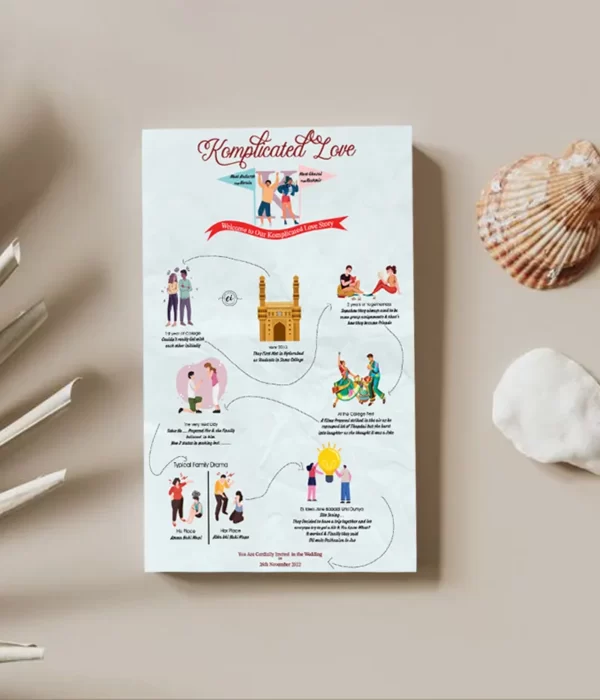 Complicated Love Story Telling Wedding Card