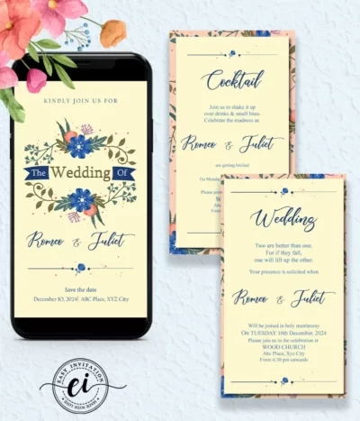 Elegant Floral Indian Wedding Invitation Card