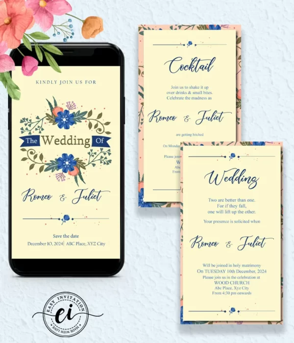 Elegant Floral Indian Wedding Invitation Card