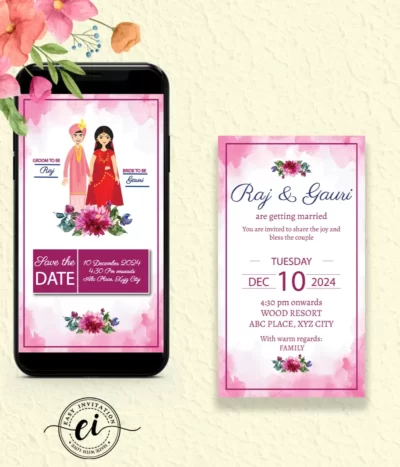 Indian Bride Groom Illustrative Indian Wedding E Card