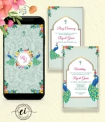 Peacocks in Love - Floral Indian Wedding E Invitation