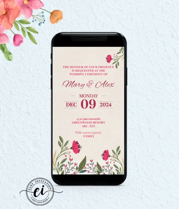 Pink Botanical – Indian Wedding E Invitation