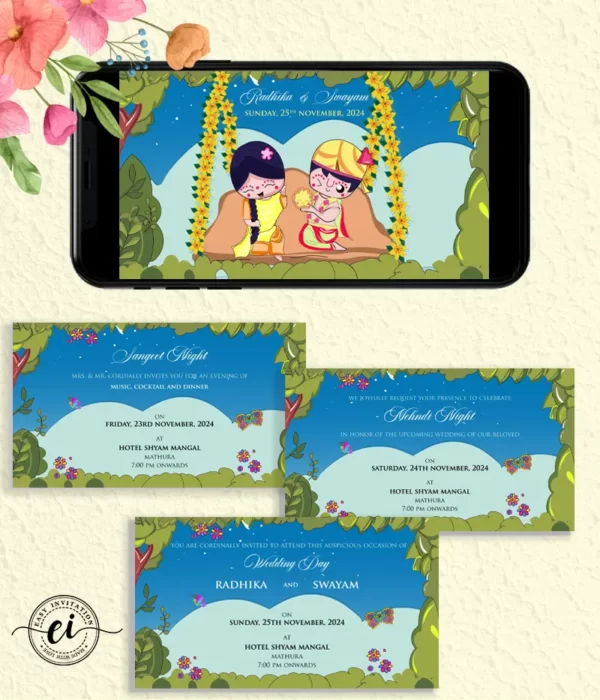 Radha Krishna Indian Wedding E Invitation