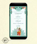 Radha Krishna Peacock Indian Wedding Invitation Card