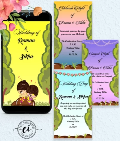 Ram Sita Quirky Indian Wedding E Invitation