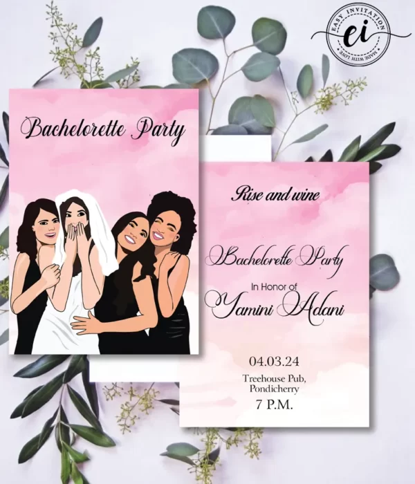 Rise & Wine Bachelorette E Invitation