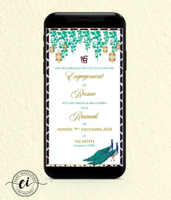 The Poised Peacock - Traditional Indian Wedding E Invitation