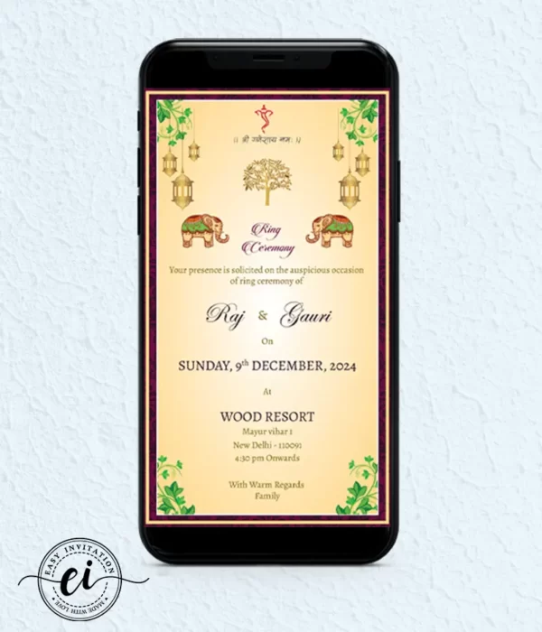 Tree Of Life Indian Wedding E Invitation Card