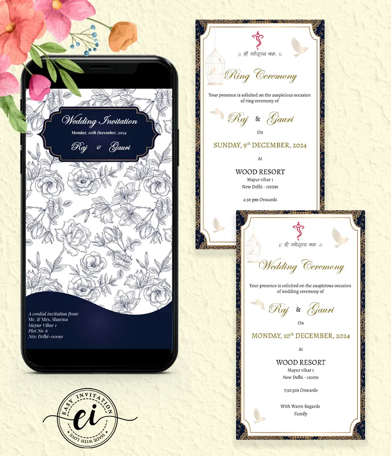 Vivid Floral Indian Wedding E Invitation_EI