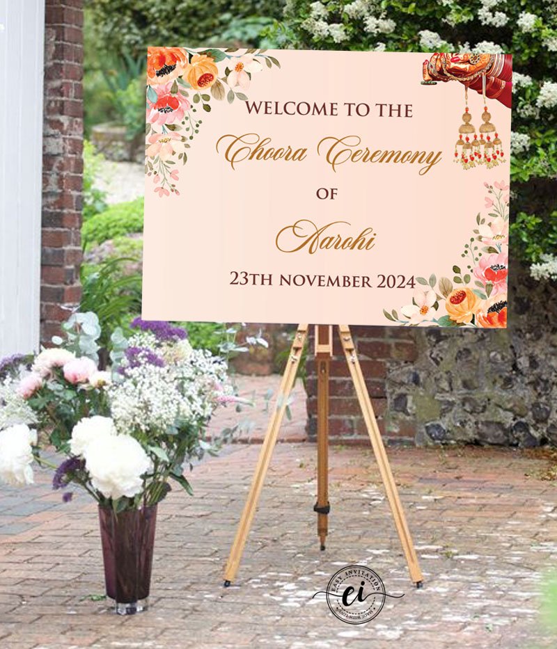 Chura Ceremony Welcome Indian Wedding Signage Board