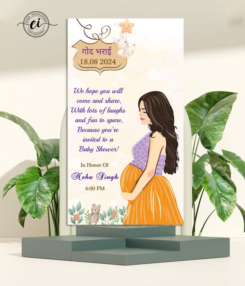 Godh Bharai ceremony Indian Baby Shower E Invitation