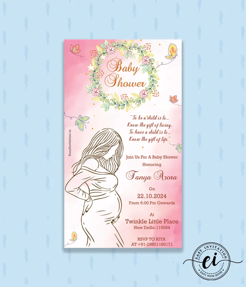 Floral Wreath Indian Baby Shower E Invitation