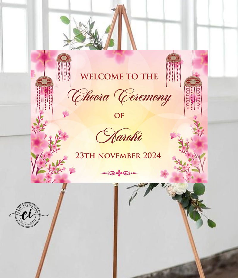 Choora Ceremony Punjabi Indian Wedding Signage Board