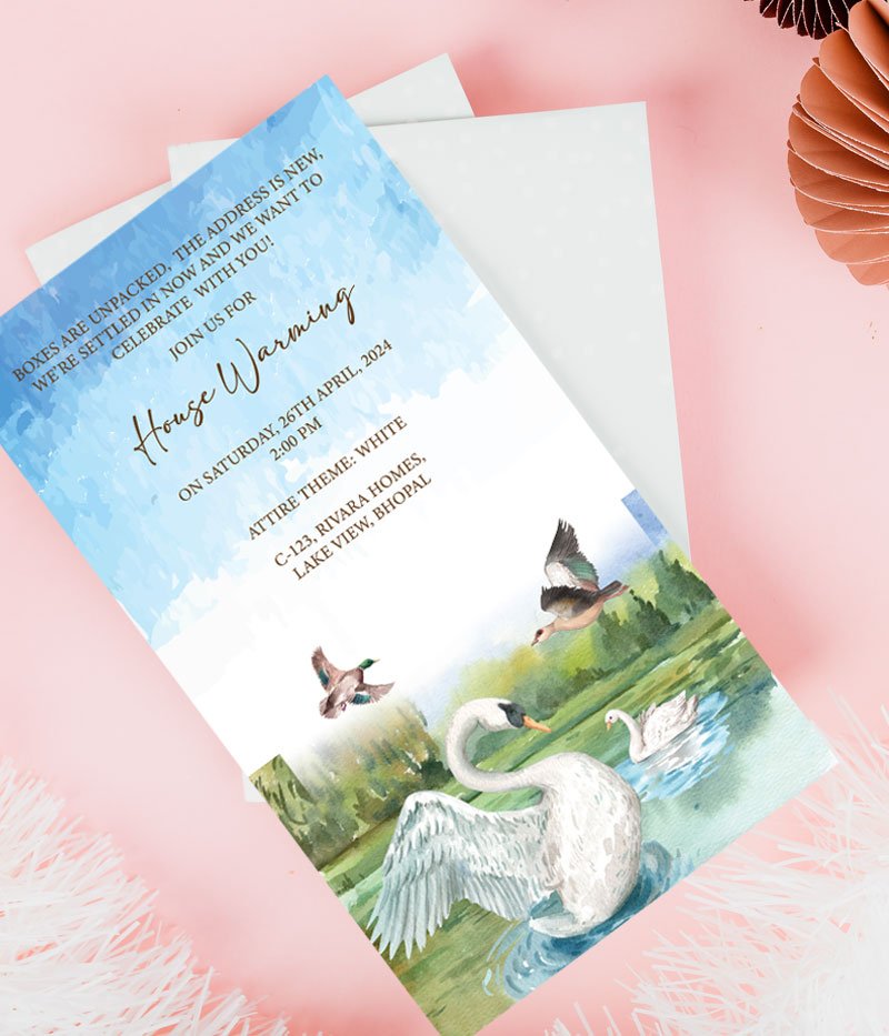 Swan House Warming E Invitation Card